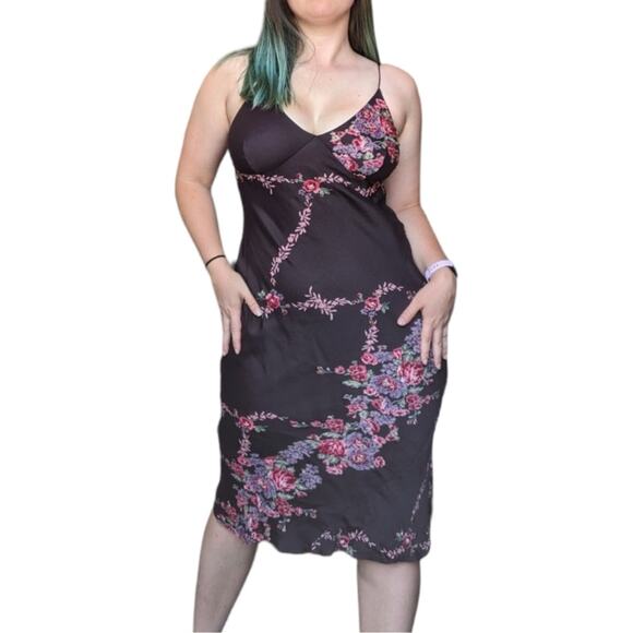 Vintage Tracy Reese Floral Beaded Slip Dress Womens Medium Knee Length Night Out - Picture 2 of 8